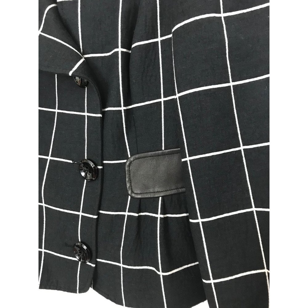 Etcetera Window Pane Print Jacket Wool Blend Faux… - image 6